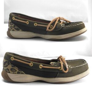 Sperry Top-Sider Brown Boat Shoes Women's 6M Nubuck Leather Mesh Camouflage